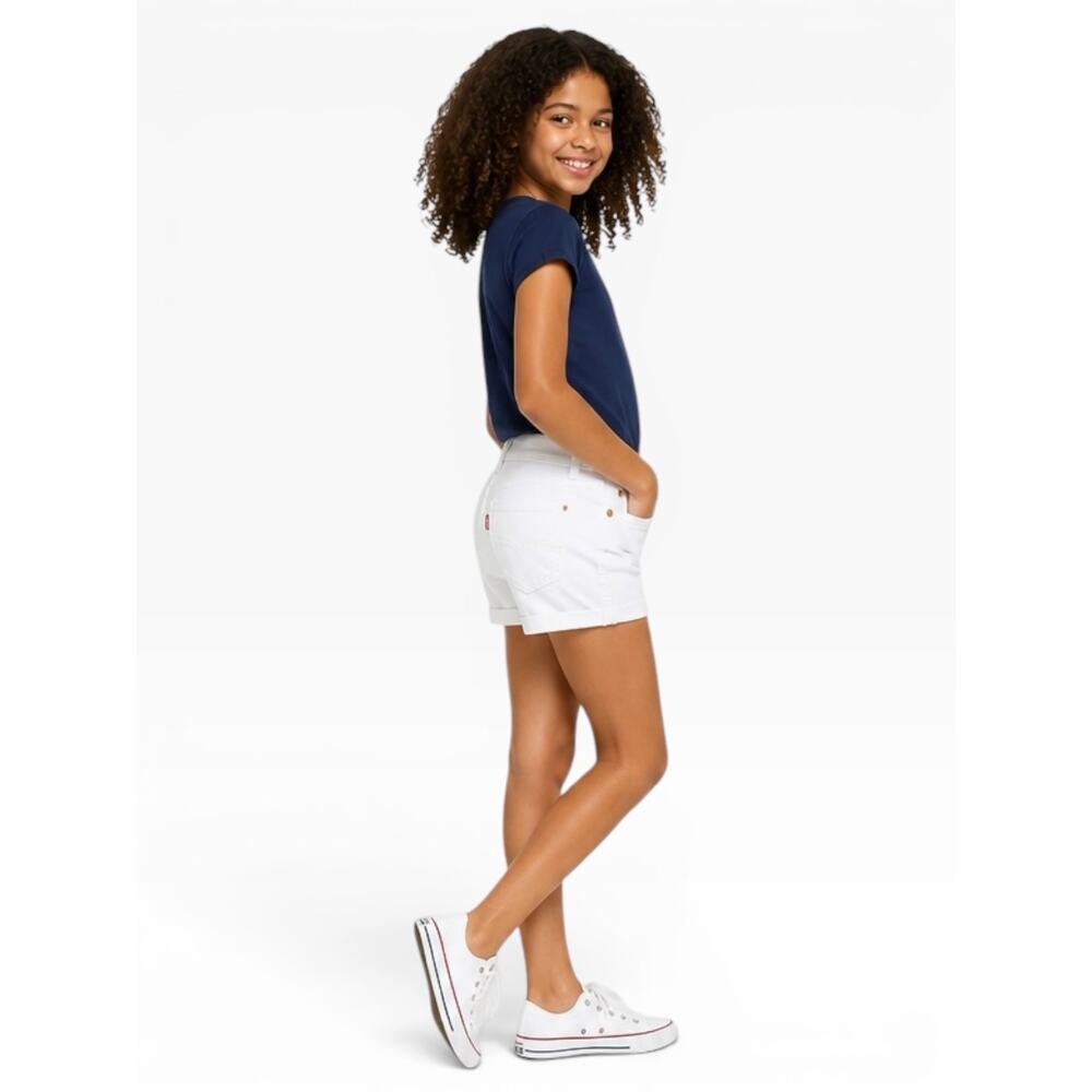 Levi’s Girls Girlfriend Shorts White Denim Size 7 NWT - Picture 2 of 5